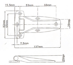 COOLROOM/FREEZER PLANE SURFACE MOUNT FLUSH DOOR HINGE 1501