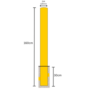 Tradersofoz | Top Quality Steel Inground Safety Bollard 1600mm