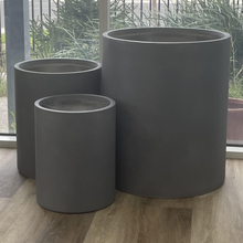 Large Cylinder Outdoor Plant Fibre Clay