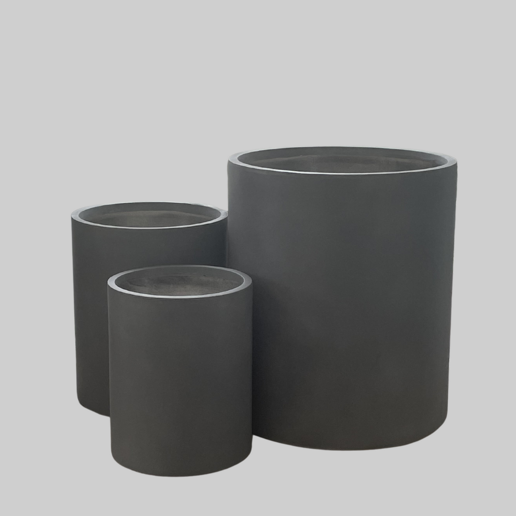 Large Cylinder Outdoor Plant Fibre Clay