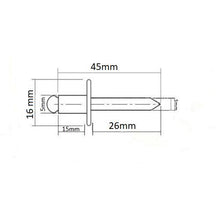 250PCS M5 x 16mm Large Flange Pop Rivets - TradersOfOz