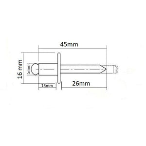 250PCS M5 x 16mm Large Flange Pop Rivets - TradersOfOz