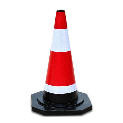 600mm Traffic Cone with Reflective Stripes Rubber - TradersOfOz