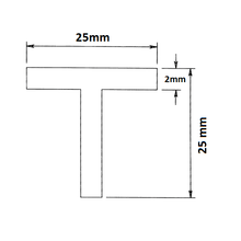 Aluminium T-section 25x25x2mm 6m - TradersOfOz