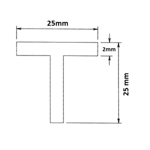 Aluminium T-section 25x25x2mm 6m - TradersOfOz