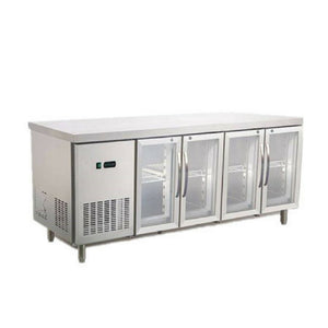 Commercial 4 Glass Door 450L Worktop Bench Refrigerator 304 Stainless Steel - TradersOfOz