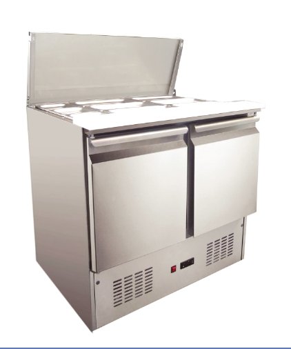 Commercial Saladette Fridge Pizza Prep Table Refrigerator Double Door 220L - TradersOfOz