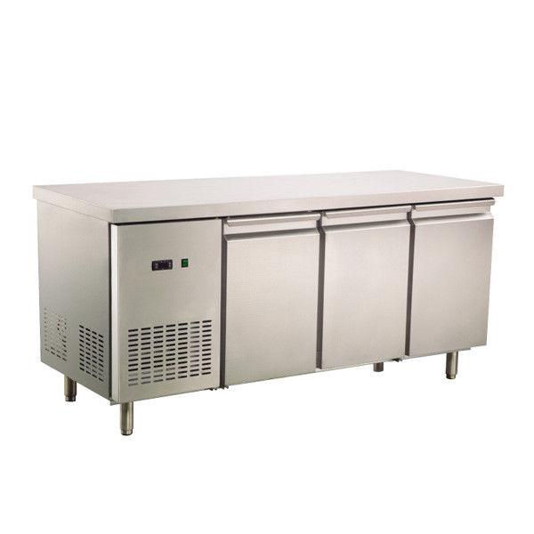 Commercial Worktop Bench Fridge 3 Solid Door 408L 304 Stainless Steel - TradersOfOz