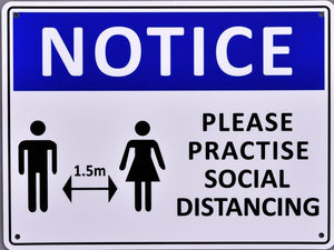 Covid Sign - Notice - Please Practise Social Distancing - TradersOfOz