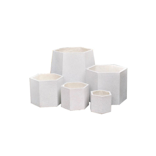 White Hexagone Flower Pots / Planters Fiberclay - OzSupply - Hardware, Spare Parts, Accessories