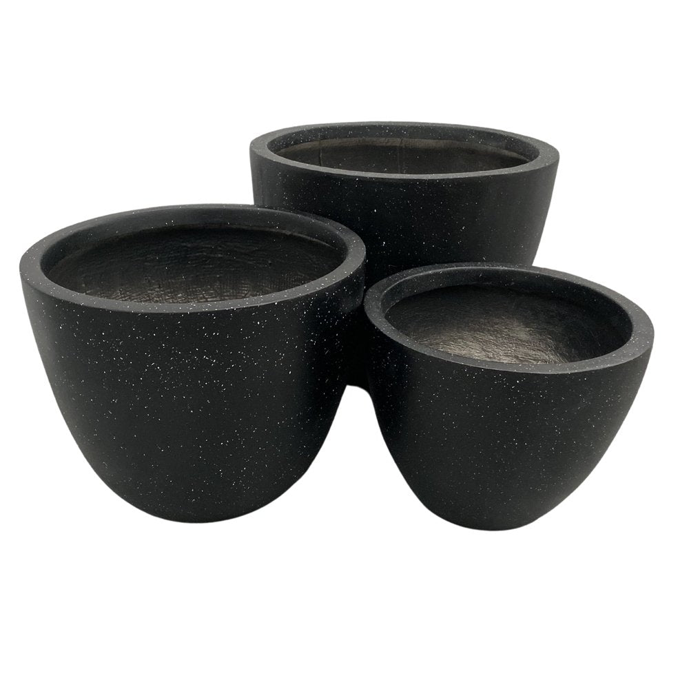 Large Outdoor Round Planter Pots - Black Egg Pots - TradersOfOz