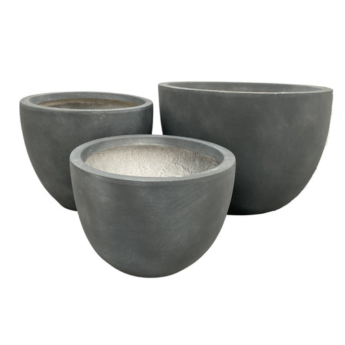 Large Outdoor Round Planter Pots - Grey Egg Pots - TradersOfOz