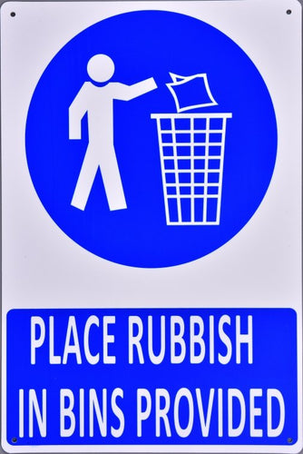 Mandatory Sign - Place Rubbish in Bins Provided - TradersOfOz