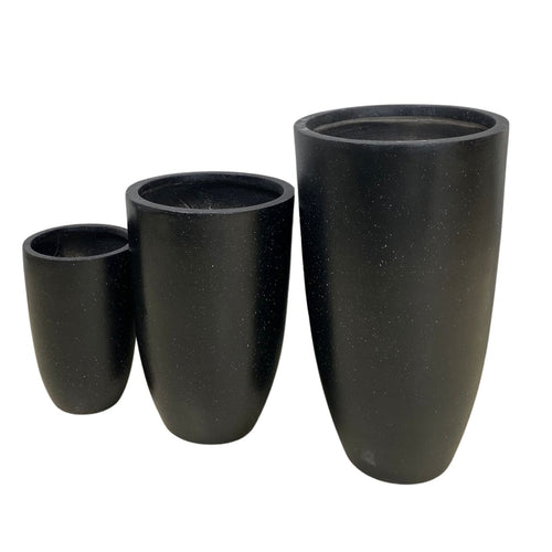 Round Large Tapered Black Tall Planters - TradersOfOz