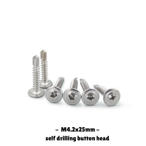 Self Drilling Stainless Steel Screws Button Head M4.2x25mm 50PCS/300PCS - TradersOfOz