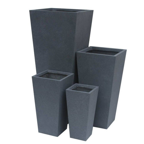 Tall Square Dark Grey Outdoor Planters - Tapered - TradersOfOz