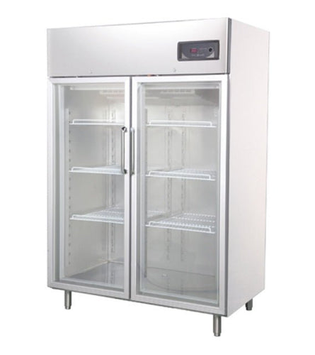 Upright Freezer Glass Display 2 Door 1200L 304 Stainless Steel - TradersOfOz